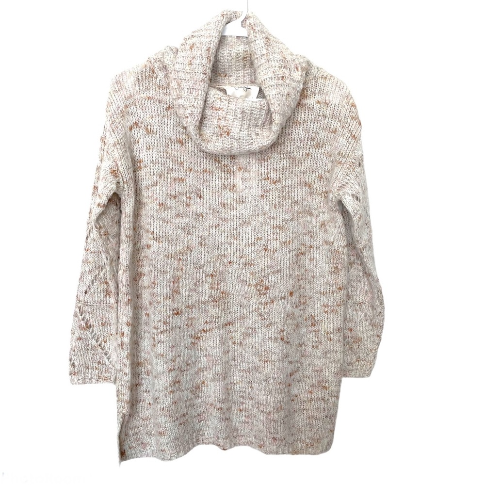 NWT Jessica Simpson Cowl Neck Fuzzy Knit Sweater Tan/Cream Size XS